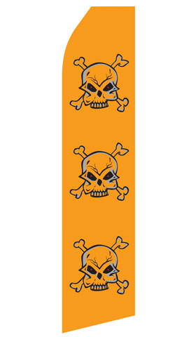Skull econo feather flag, 16 ft, single-sided