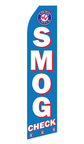 Smog Check econo feather flag, 16 ft, single-sided