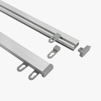 Close-up of snap poster hanger aluminum rail, end cap and hanging tab