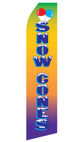 Snow Cones econo feather flag, 16 ft, single-sided