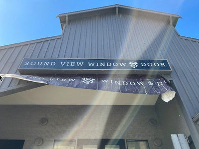 Sound View Window & Door storefront and pylon signs by Ardor Printing, view 2