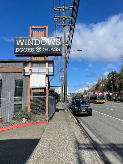 Sound View Window & Door storefront and pylon signs by Ardor Printing, view 3