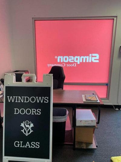 Sound View Window and Door storefront window graphics with brand logos, view 7 by Ardor Printing