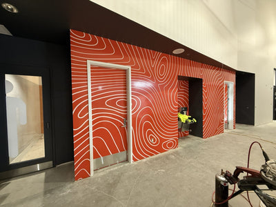 Custom black and red wall graphics in a sports training facility by Ardor Printing, view 5