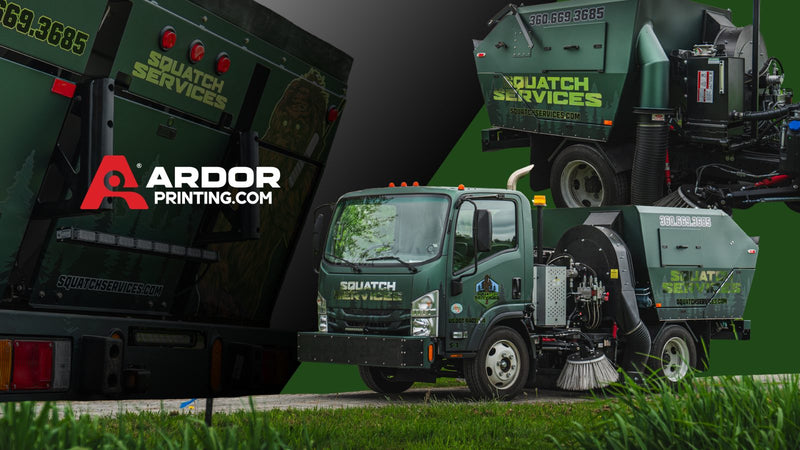 Squatch Services street sweeper truck graphics design