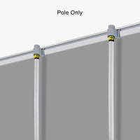Two support poles installed behind a 47 x 81 inch retractable banner, poles only