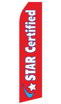Star Certified econo feather flag, 16 ft, single-sided, design 0028