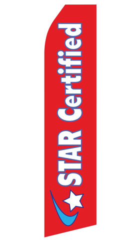 Star Certified econo feather flag, 16 ft, single-sided, design 1601