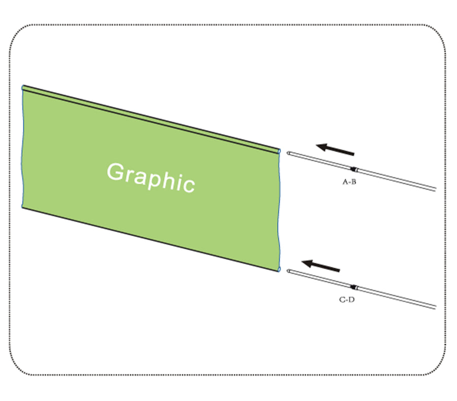 Step and repeat backdrop assembly: slide the banner pole pockets onto the cross poles