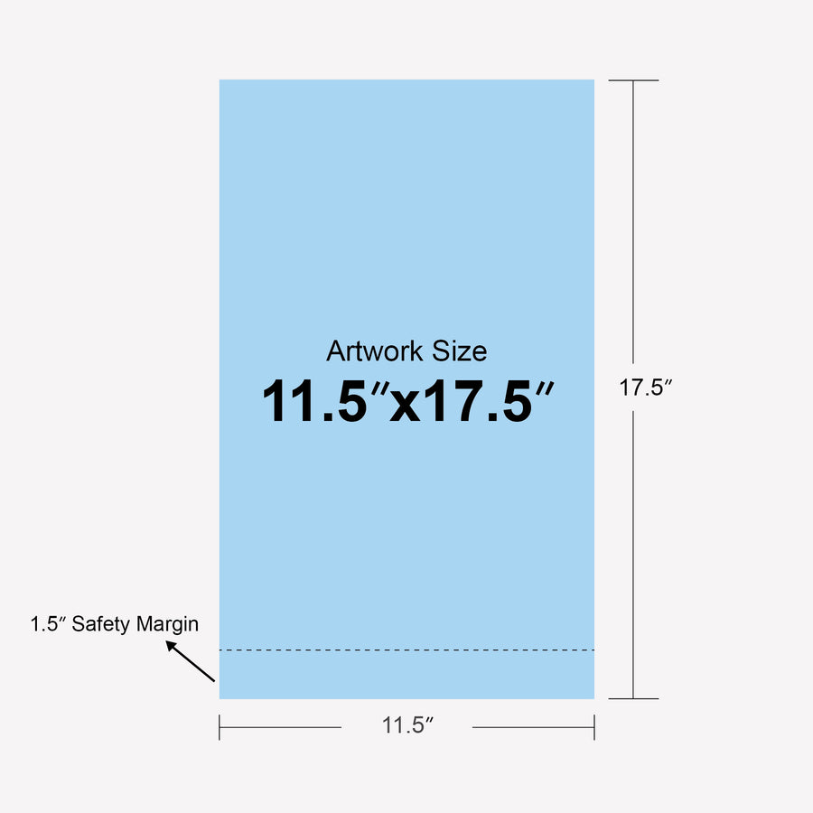 Artwork size guide for the table top banner stand: 11.5 x 17.5 in