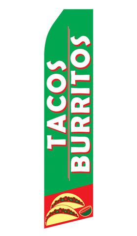 Tacos and Burritos econo feather flag, 16 ft, single-sided, design 1422