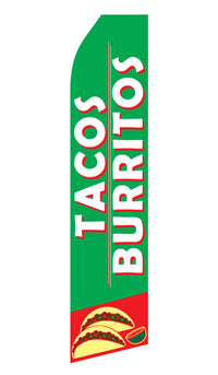 Tacos and Burritos econo feather flag, 16 ft, single-sided, design 1422