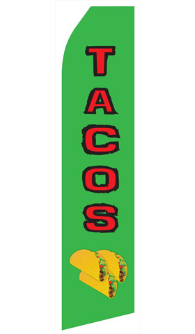Tacos econo feather flag, 16 ft, single-sided, design 0614