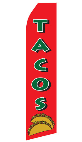 Tacos econo feather flag, 16 ft, single-sided, design 1417