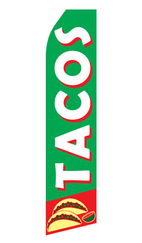Tacos econo feather flag, 16 ft, single-sided, design 1421