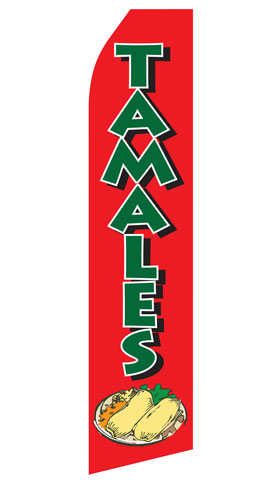 Tamales econo feather flag, 16 ft, single-sided, design 1418