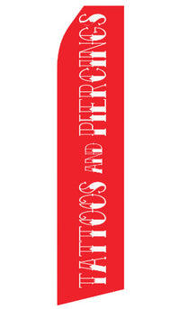 Tattoos and Piercings econo feather flag, 16 ft, single-sided