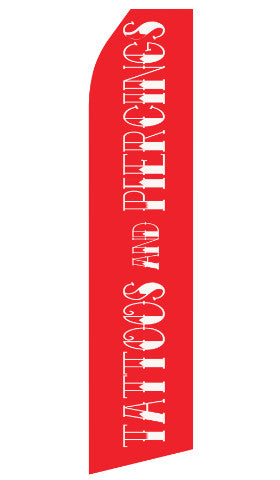 Tattoos and Piercings econo feather flag, 16 ft, single-sided