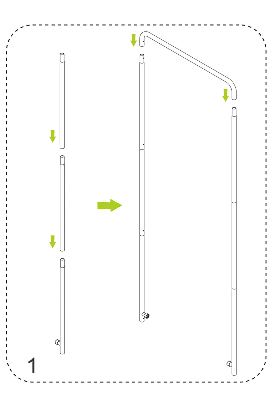 Tension fabric stand assembly step 1: connect the frame tubes