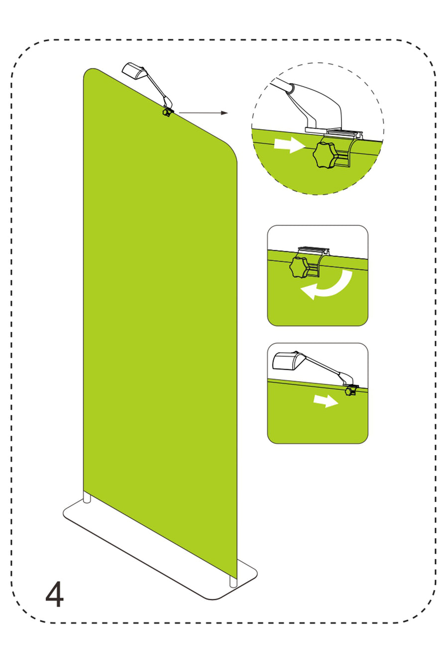 Tension fabric stand assembly step 4: zip the graphic closed at the bottom