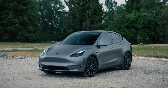 Tesla Model Y color change wrap in satin grey by Ardor Printing, Greater Seattle