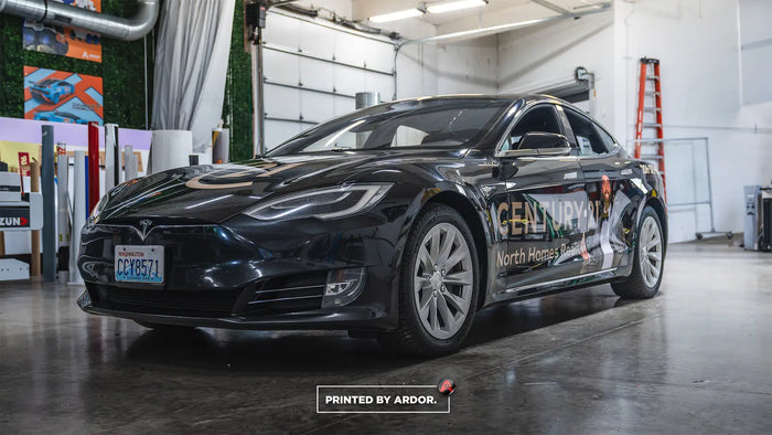 Tesla Model S spot graphics for a Century 21 real estate agent