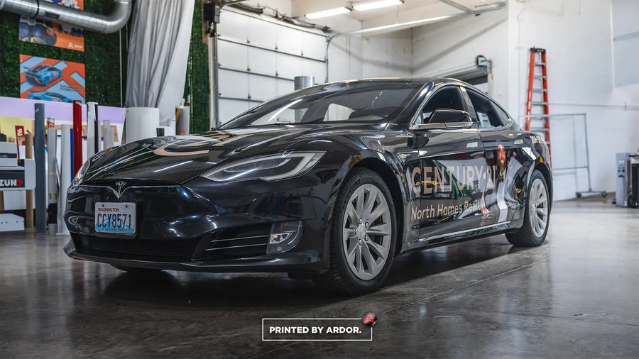 Tesla Model S spot graphics for a Century 21 real estate agent