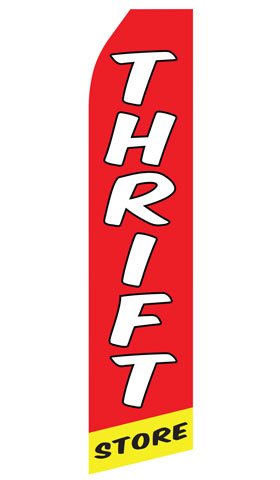 Thrift Store econo feather flag, 16 ft, single-sided, design 0711