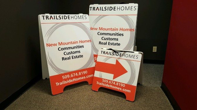 Trailside Homes A-frame signs by Ardor Printing