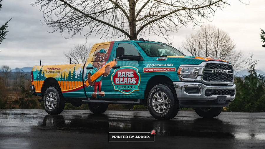 Ram pickup truck wrap for Rare Bears Fencing