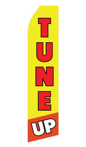 Tune Up econo feather flag, 16 ft, single-sided, design 0032