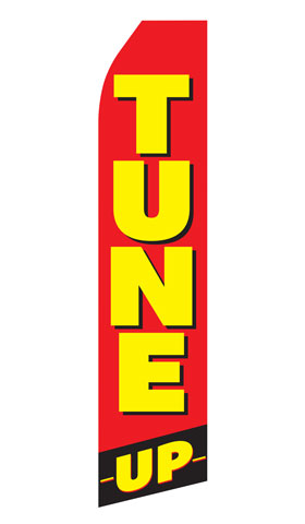 Tune Up econo feather flag, 16 ft, single-sided, design 0665