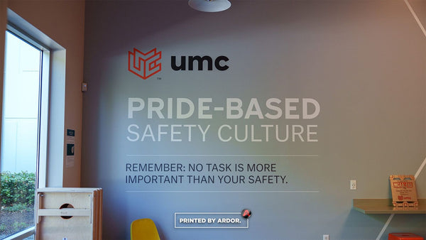 University Mechanical Contractors headquarters office wall graphics by Ardor Printing, view 2
