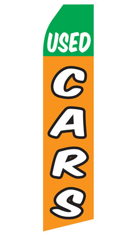 Used Cars econo feather flag, 16 ft, single-sided, design 0247