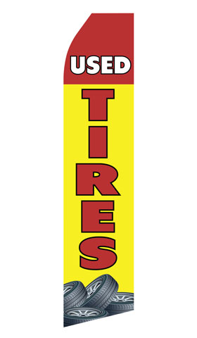 Used Tires econo feather flag, 16 ft, single-sided