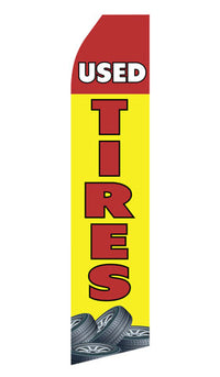 Used Tires econo feather flag, 16 ft, single-sided
