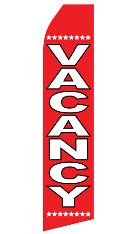 Vacancy econo feather flag, 16 ft, single-sided
