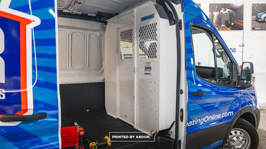 Cargo van partition and shelving upfit in the Seattle area