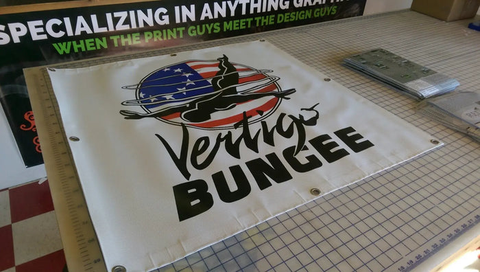 Full color vinyl banner for Vertigo Bungee
