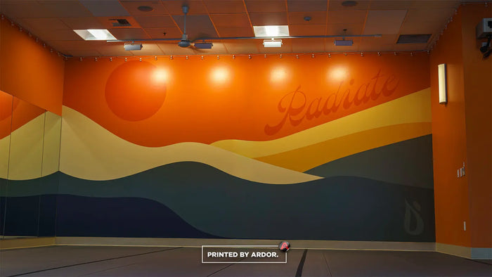 Sunset landscape wall mural for Juicy Power Yoga studio