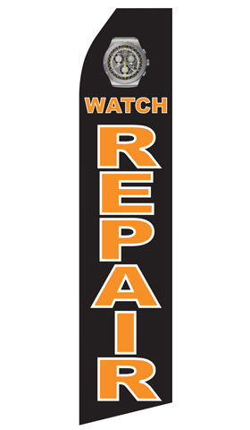 Watch Repair econo feather flag, 16 ft, single-sided, design 1042