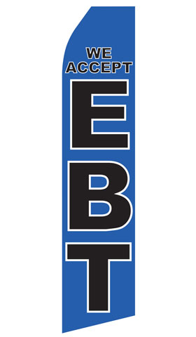 We Accept EBT econo feather flag, 16 ft, single-sided, design 0181