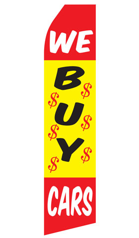 We Buy Cars econo feather flag, 16 ft, single-sided
