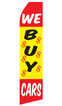We Buy Cars econo feather flag, 16 ft, single-sided