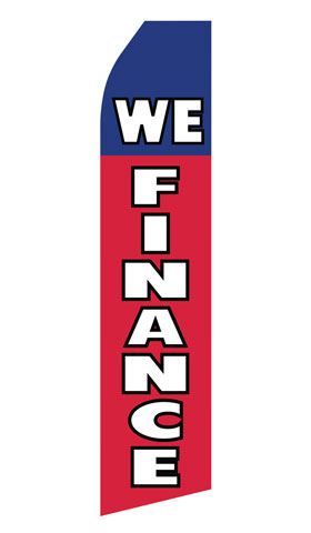 We Finance econo feather flag, 16 ft, single-sided, design 0034