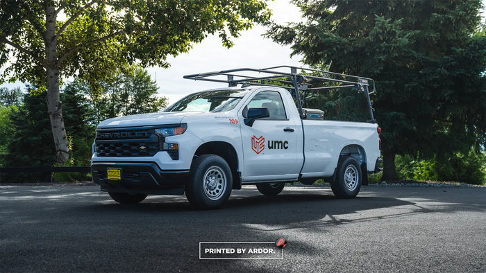 Chevy Silverado upfit with WEATHER GUARD headache rack and toolbox for UMC