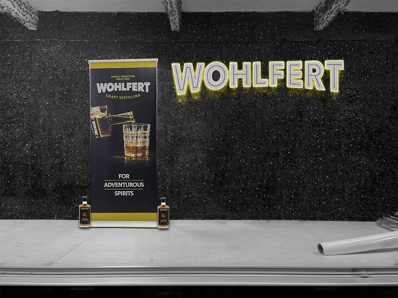 Wohlfert spirits retractable banner stand by Ardor Printing