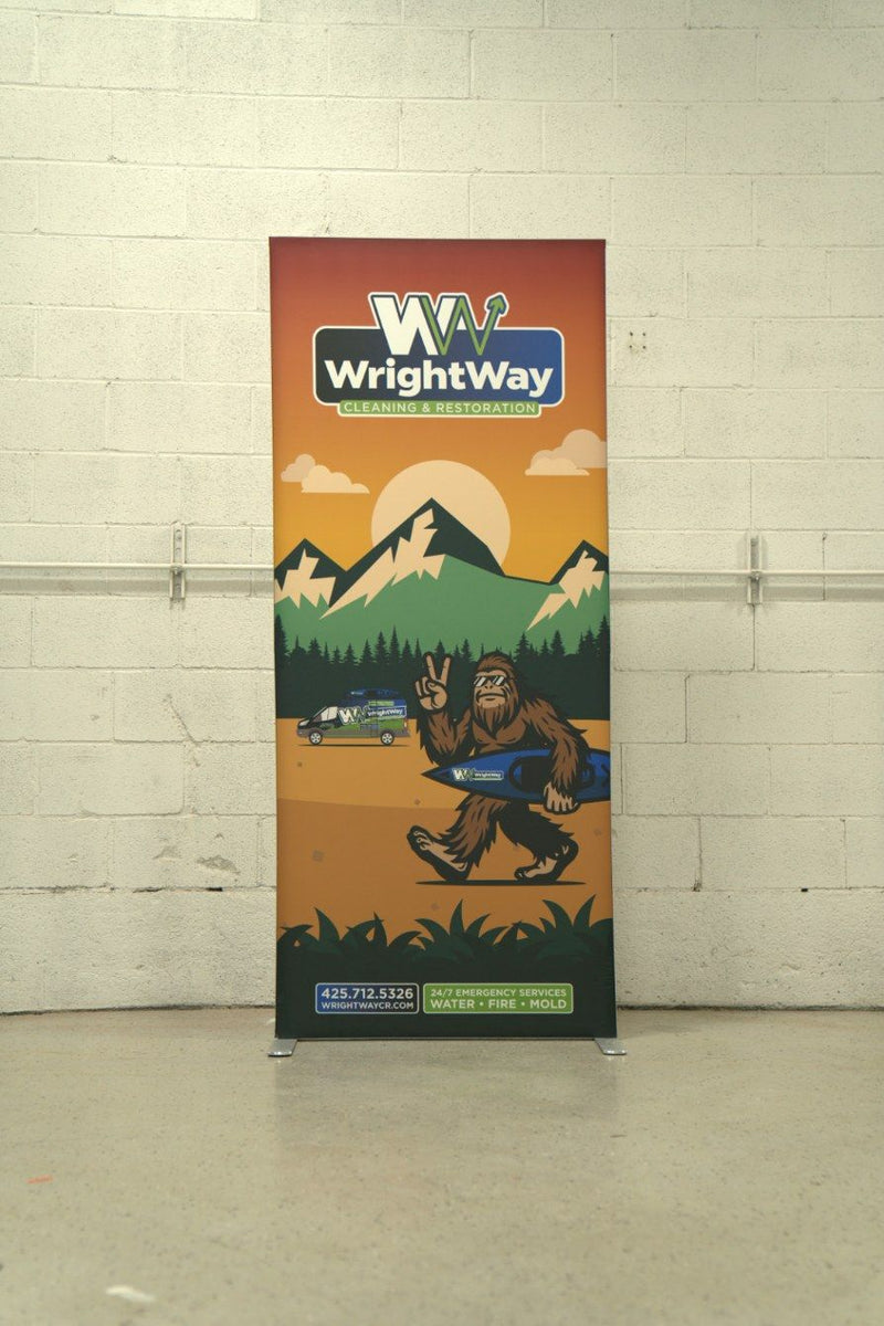 WrightWay Cleaning & Restoration SEG fabric banner stand by Ardor Printing