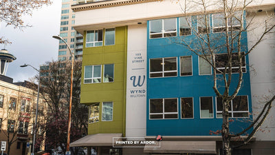 WYND Belltown apartment building exterior wall graphics by Ardor Printing, view 2