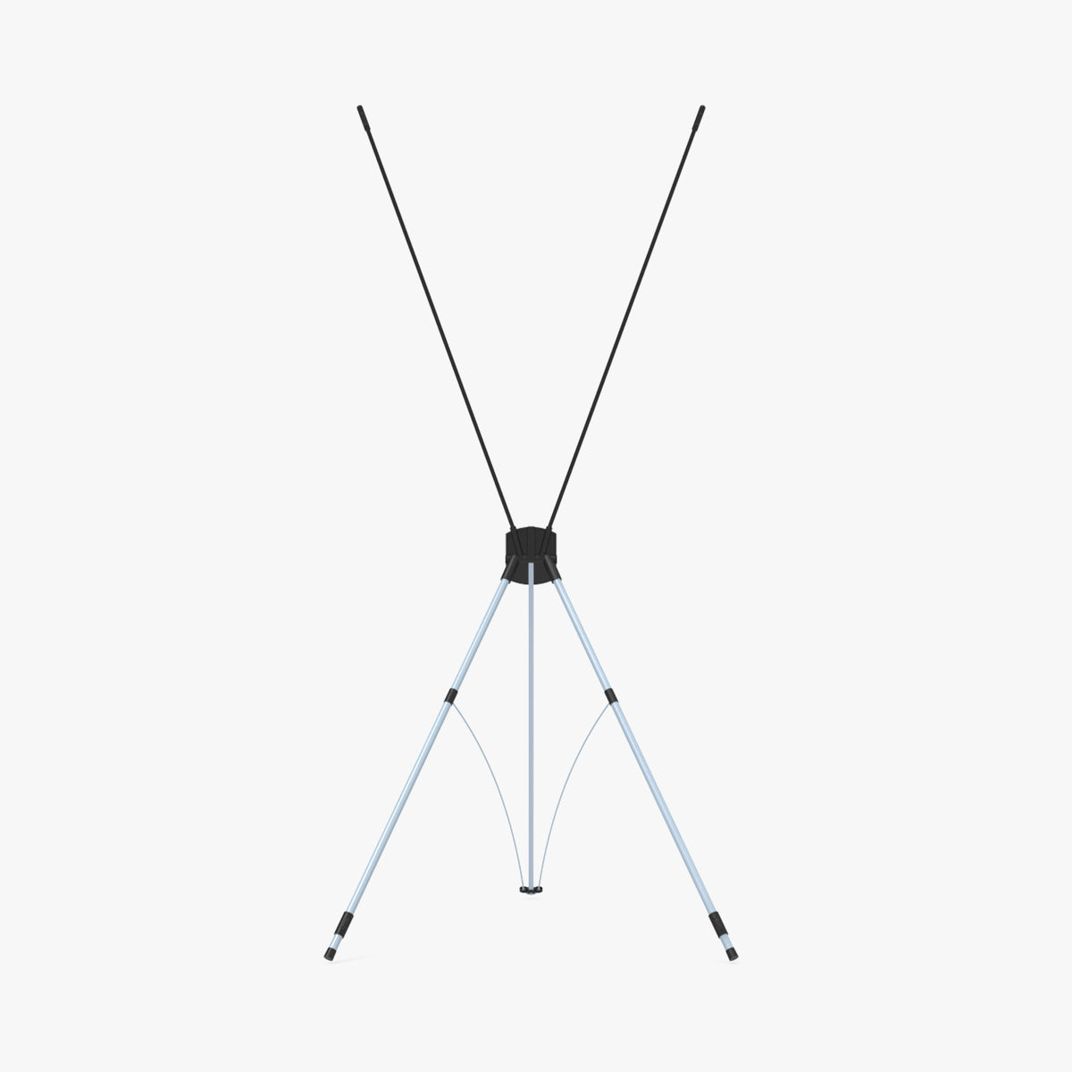 X-stand banner stand hardware assembled, aluminum and graphite frame shown without a graphic
